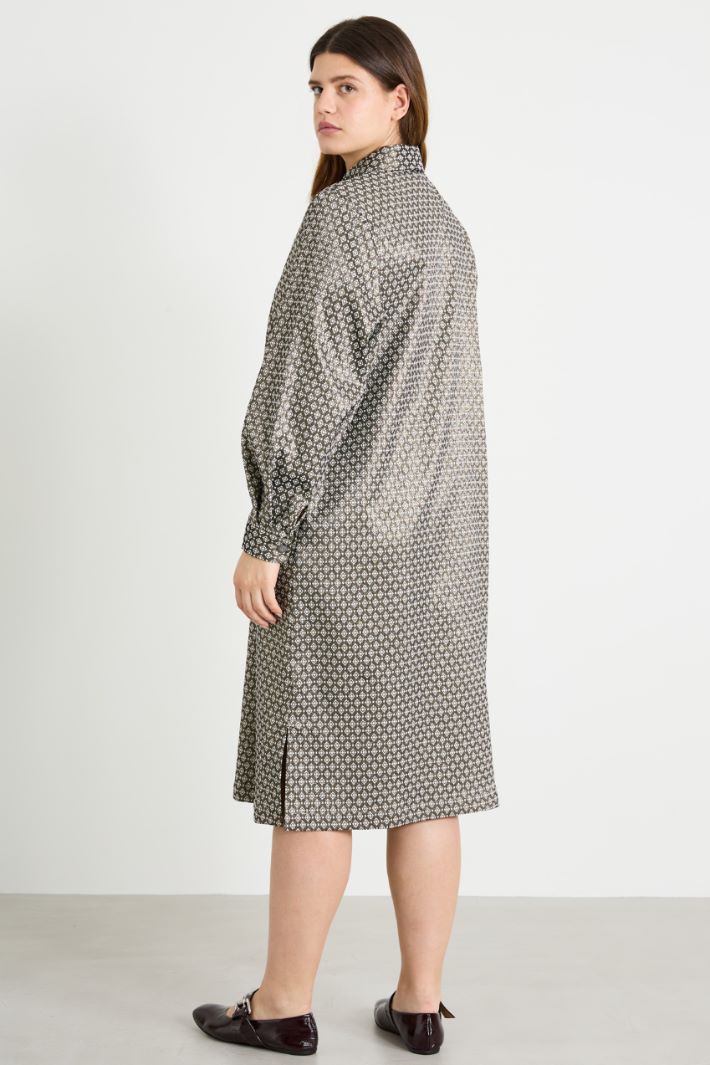 Lurex jacquard shirt dress Intrend - 3