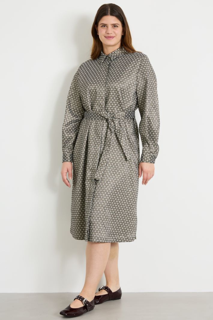Lurex jacquard shirt dress Intrend - 2