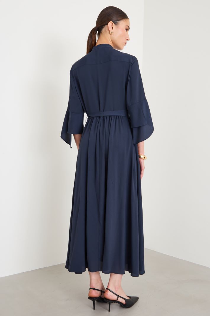 Crepe de chine shirt dress - BLUE - Intrend - 4