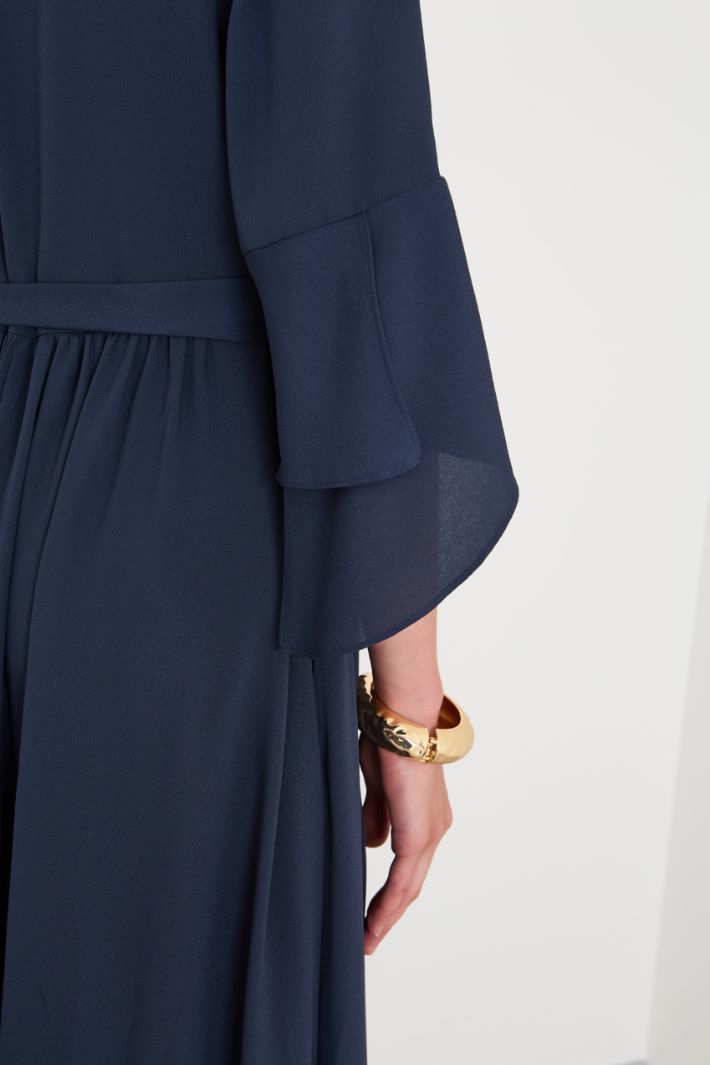Crepe de chine shirt dress - BLUE - Intrend - 3