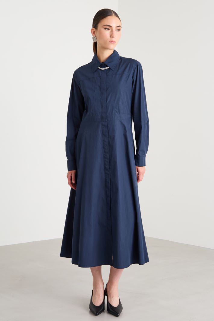 Poplin midi shirt dress - BLUE - Intrend - 2