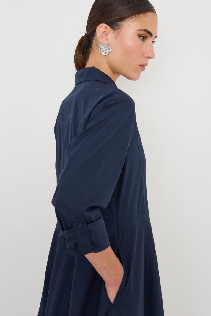 Poplin midi shirt dress - BLUE - Intrend - 3