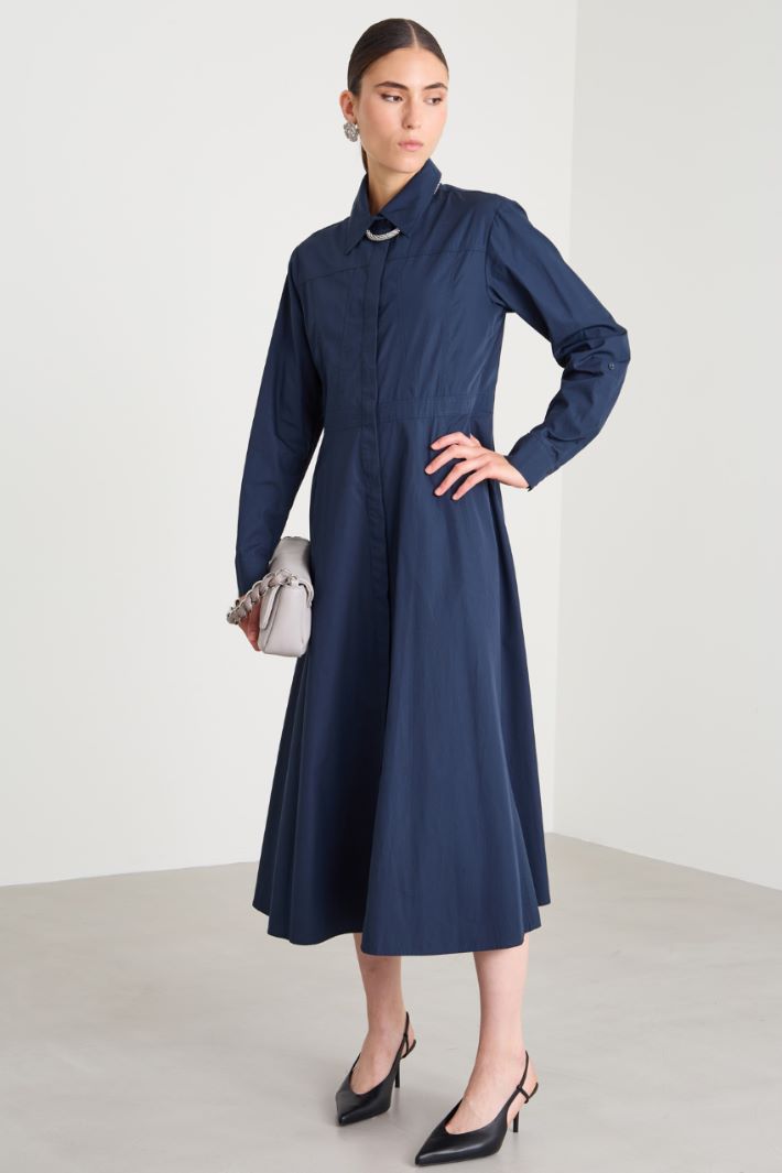 Poplin midi shirt dress - BLUE - Intrend