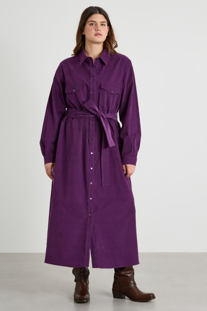 Vestido camisero de terciopelo Intrend - 2