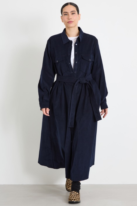 Vestido camisero de terciopelo Intrend