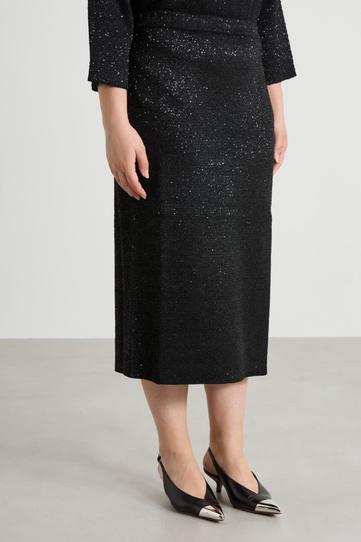 Gonna in maglia con paillettes