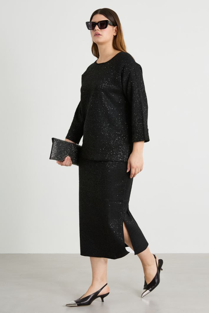Gonna in maglia con paillettes