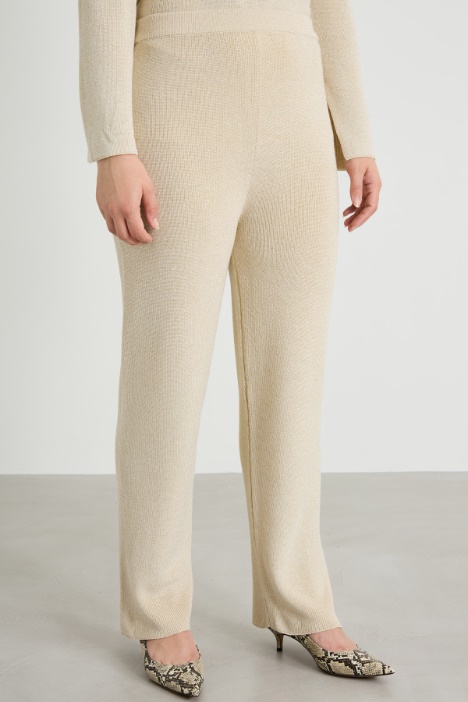 Pantaloni in lana lamé