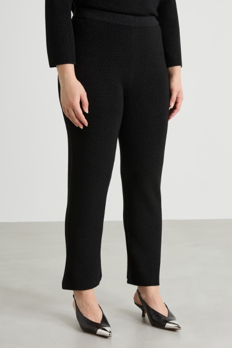 Pantaloni in viscosa e lana lamé
