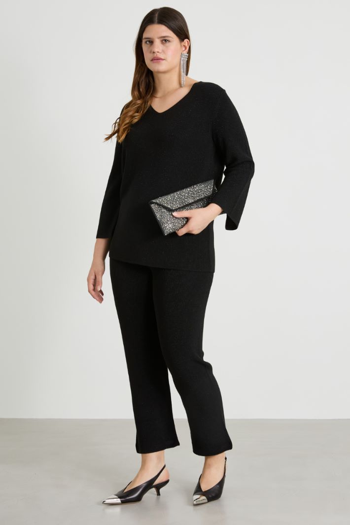 Lamé viscose and wool trousers Intrend