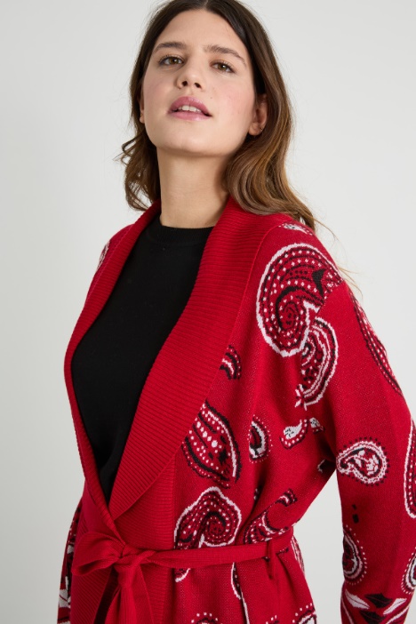 Cardigan misto lana jacquard