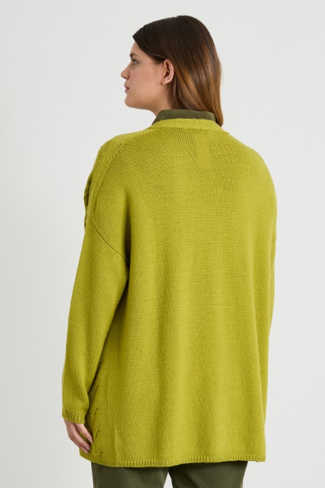 Cardigan in lana a trecce