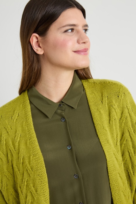 Cardigan in lana a trecce