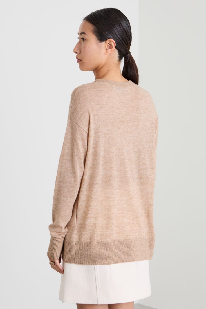 Light wool and alpaca sweater - CAMEL - Intrend - 4