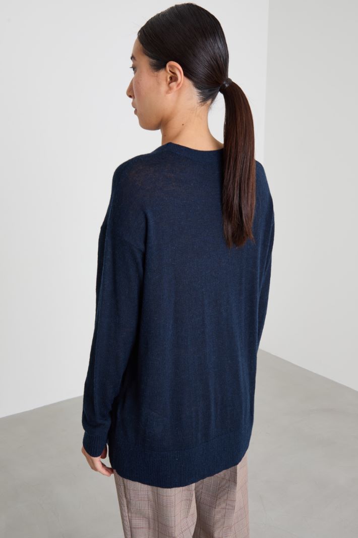 Light wool and alpaca sweater - BLUE - Intrend - 4