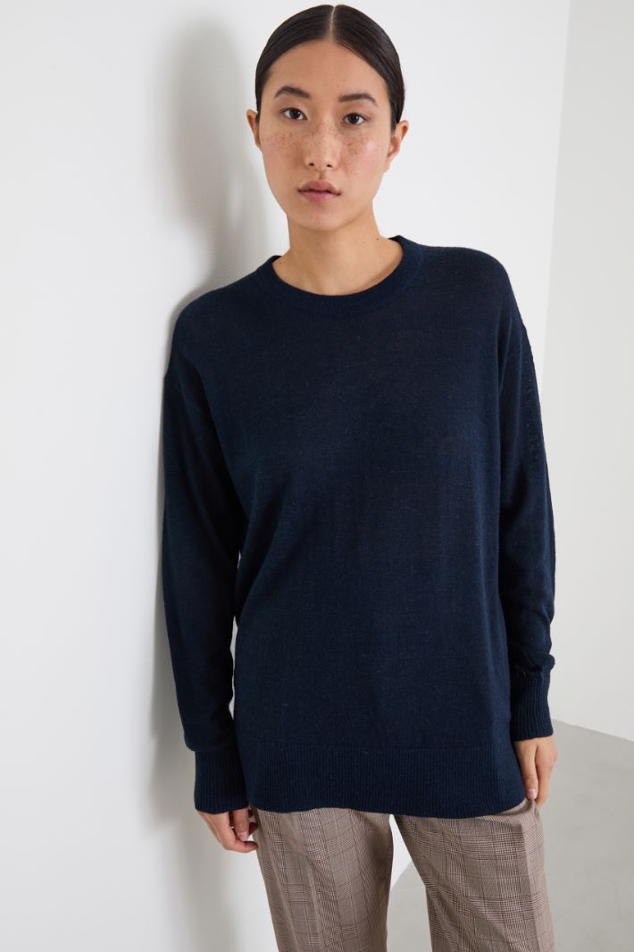 Light wool and alpaca sweater - BLUE - Intrend - 2