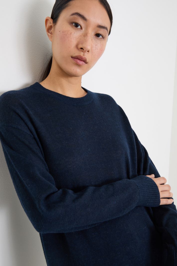 Light wool and alpaca sweater - BLUE - Intrend - 3