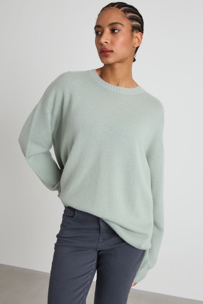 Wool and cashmere sweater - MINT GREEN - Intrend - 2
