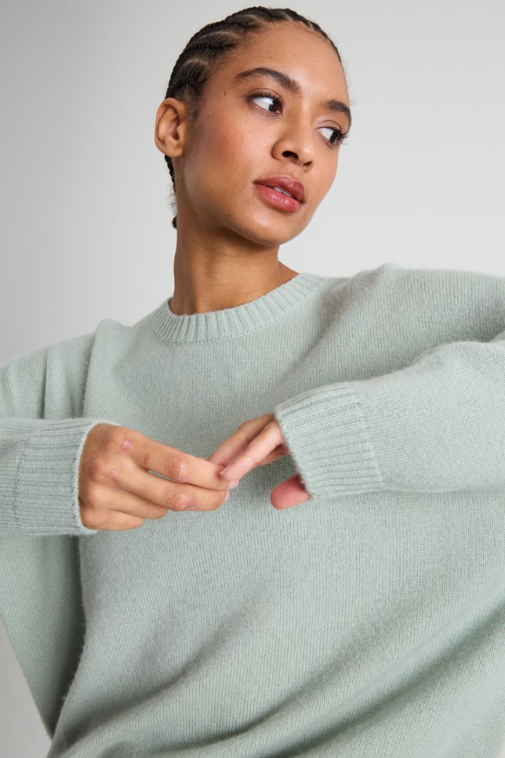 Wool and cashmere sweater - MINT GREEN - Intrend - 3