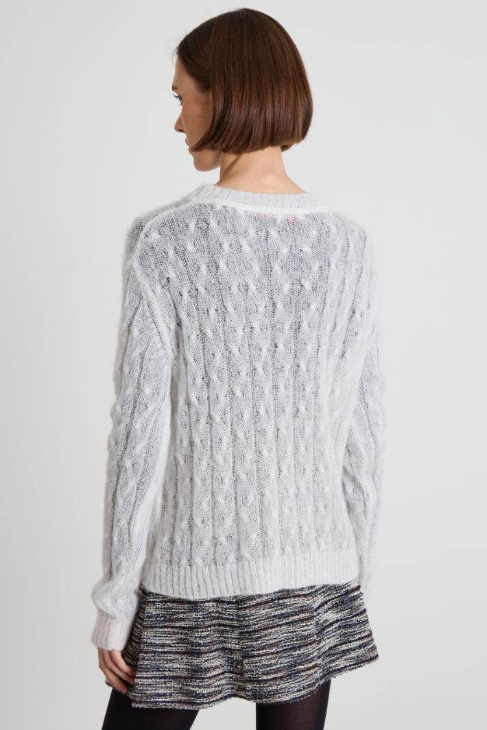 Cable-knit mohair jumper - WHITE - Intrend - 4