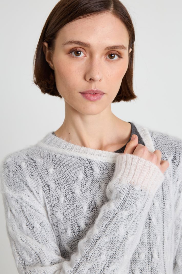 Cable-knit mohair jumper - WHITE - Intrend - 3