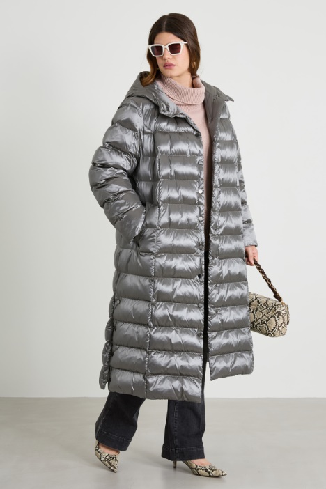 Long padded coat with belt Intrend