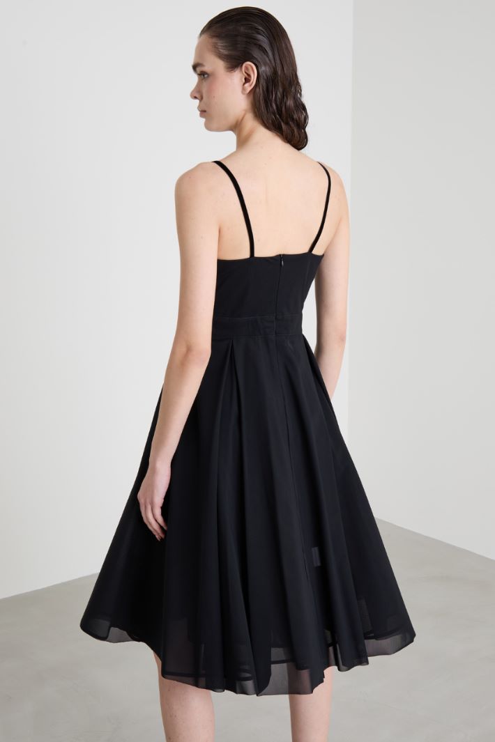 Jersey tulle corolla dress - BLACK - Intrend - 4