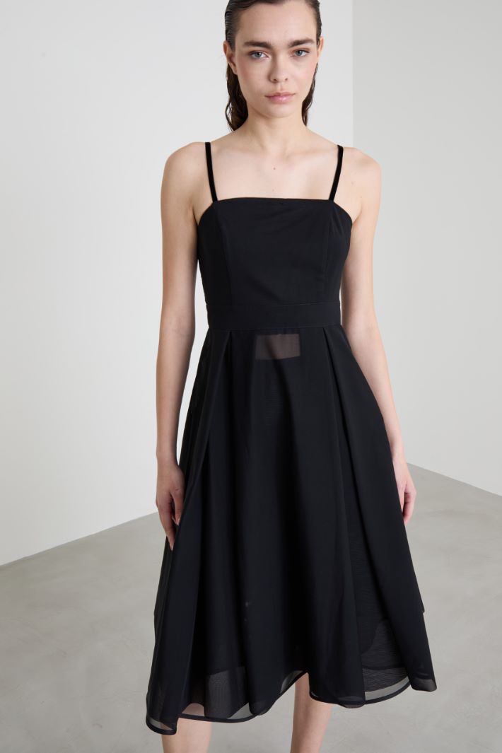 Jersey tulle corolla dress - BLACK - Intrend - 2