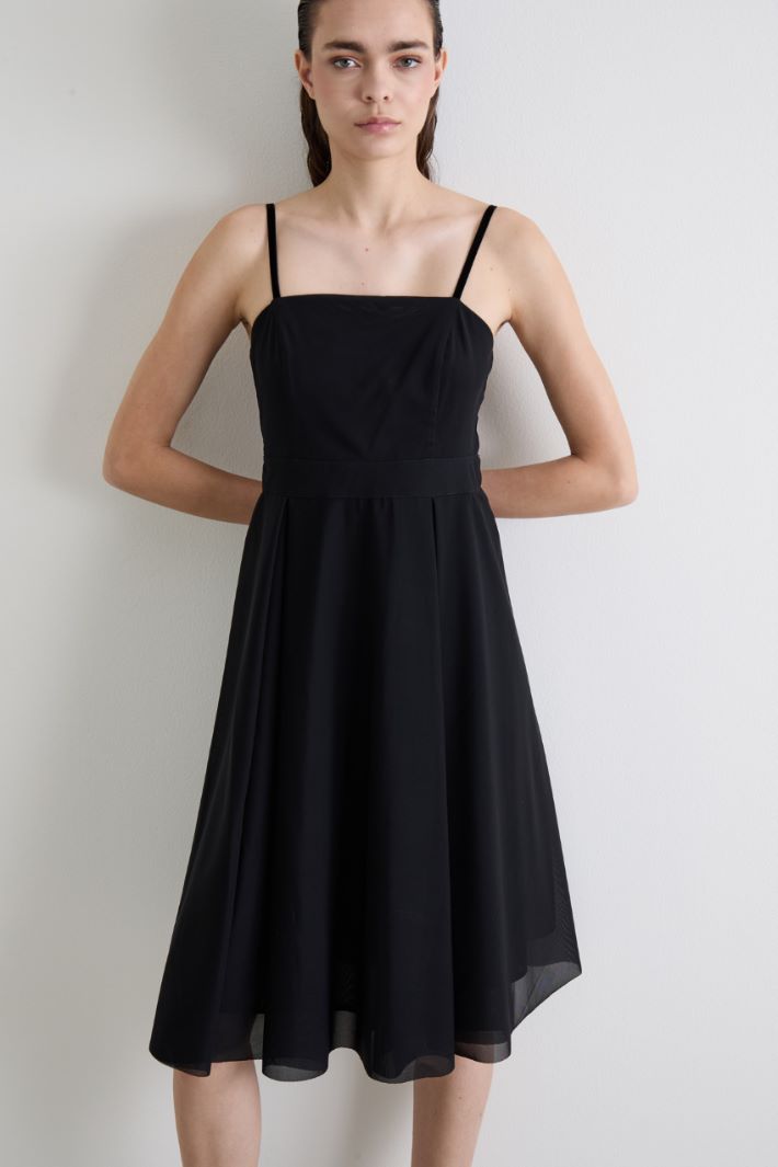 Jersey tulle corolla dress - BLACK - Intrend - 3