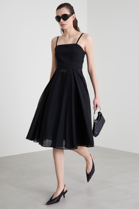 Jersey tulle corolla dress - Intrend