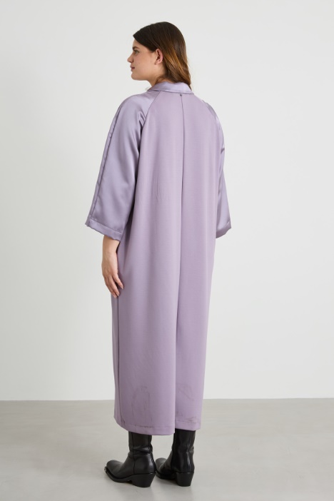 Abito lungo in jersey e raso