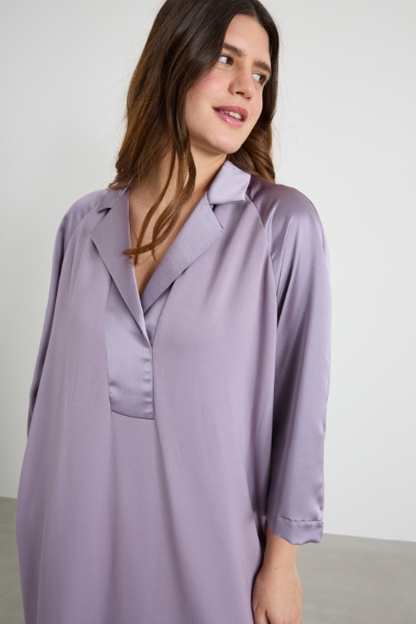 Abito lungo in jersey e raso