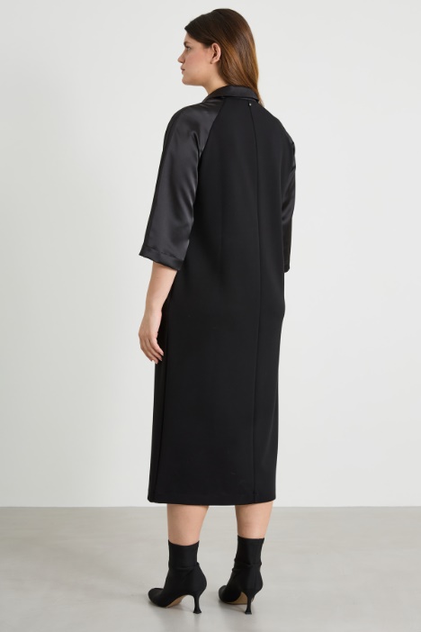 Abito lungo in jersey e raso