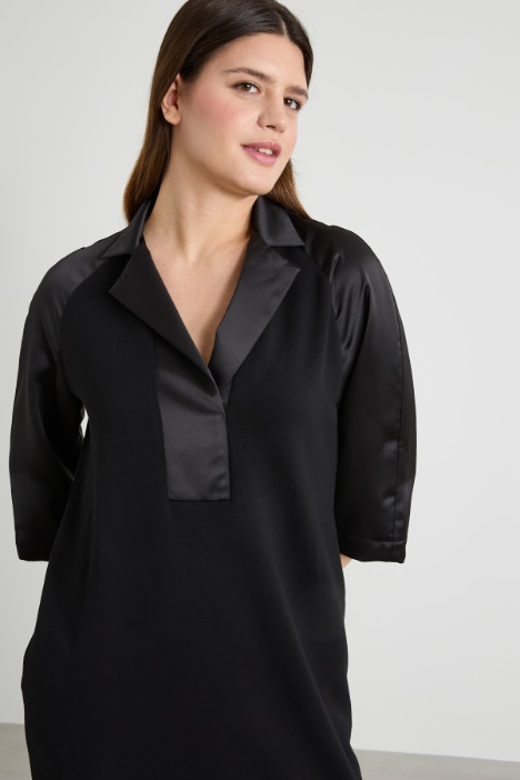 Abito lungo in jersey e raso