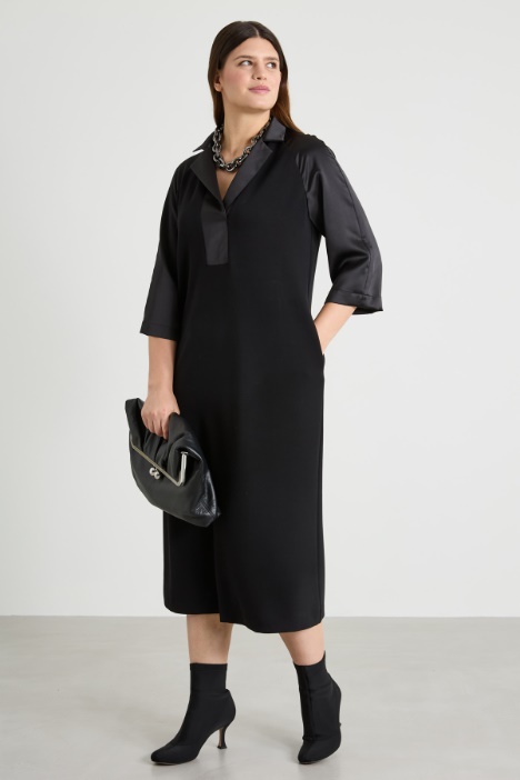 Long jersey and satin dress Intrend
