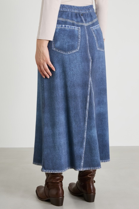 Gonna in felpa stampata