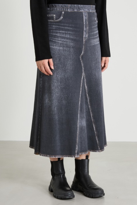 Gonna in felpa stampata