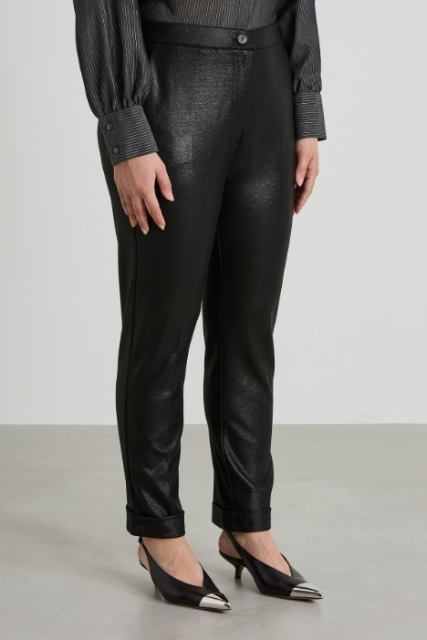 Pantaloni in jersey lamé
