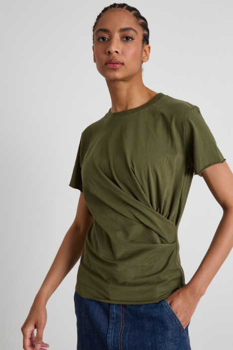 Draped cotton T-shirt - Intrend