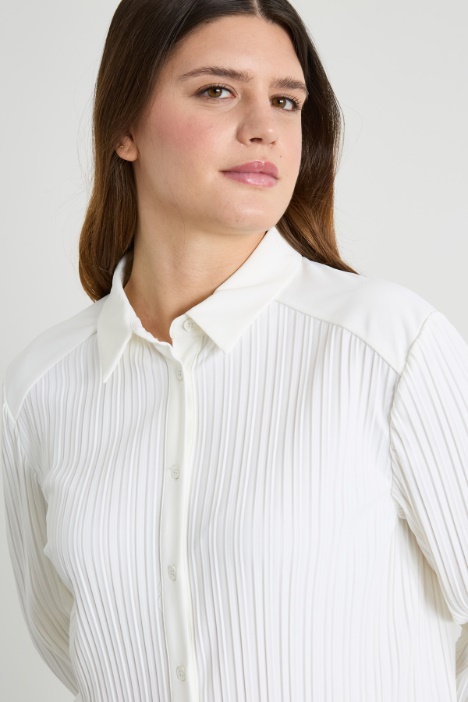 Camicia in jersey plissé