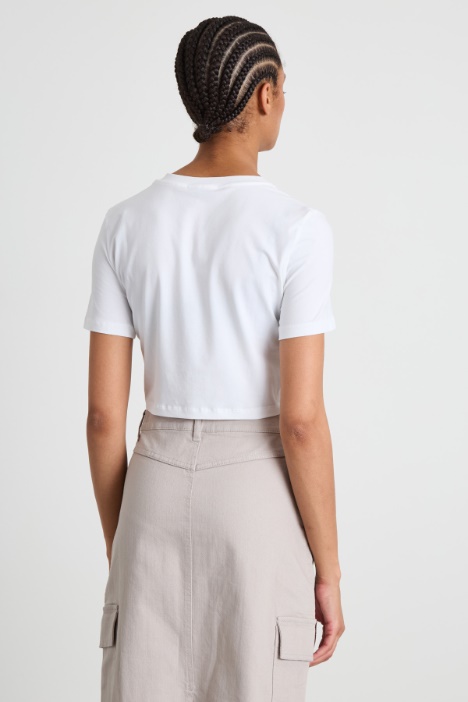 T-shirt cropped con stampa