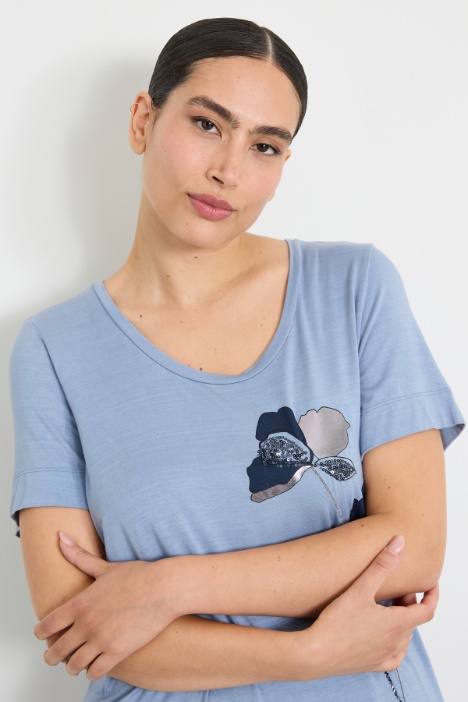 T-shirt in jersey con stampa