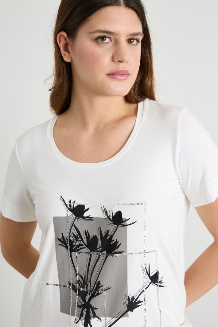 Jersey T-shirt with embroidery Intrend - 4