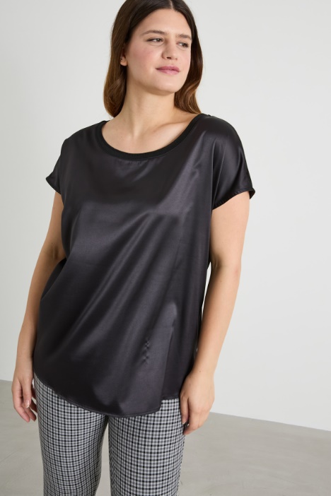Satin and jersey T-shirt Intrend
