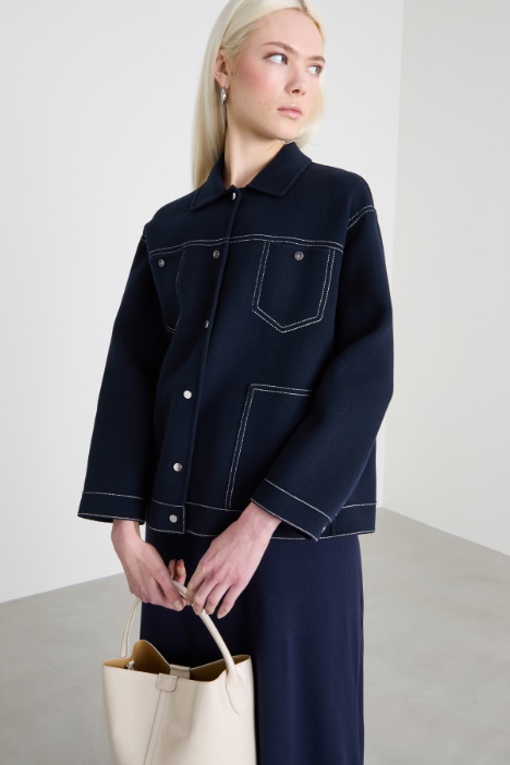 Giacca in lana con impunture