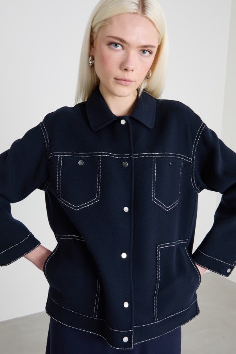 Giacca in lana con impunture