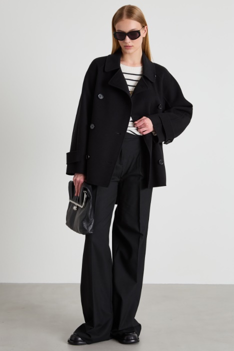 Wool pea coat with belt Intrend