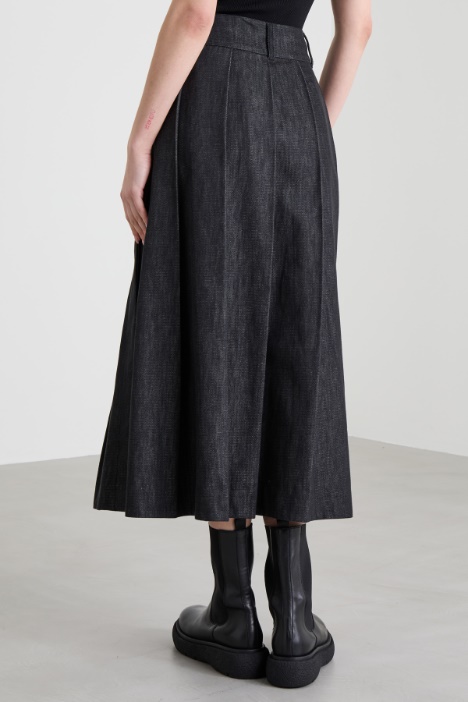 Gonna effetto denim con pieghe