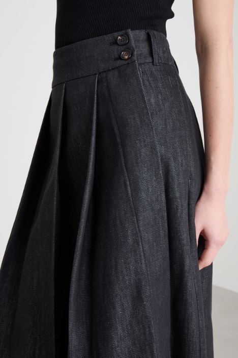 Gonna effetto denim con pieghe
