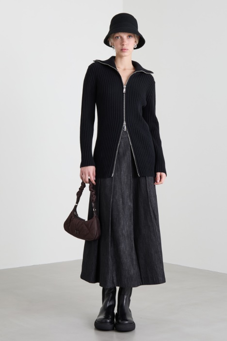 Denim-effect pleated skirt Intrend